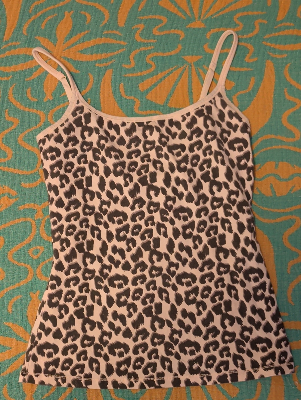Pact Leopard Print Women's Camisole Tank Top - Black on Cream/Tab